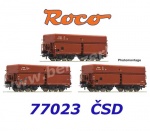 77023 Roco Set of  3 self unloading hopper wagons, of the CSD