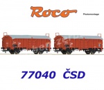 77040 Roco Set of 2 sliding roof wagons, type Tams, of the CSD