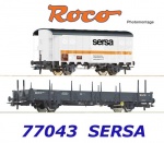 77043 Roco Set of 2 track maintenance wagons of the Sersa