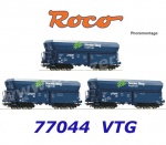 77044 Roco Set of 3 self-unloading wagons Type Falns “Norske Skog”, of the VTG