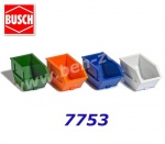 7753 Busch 4 kontejnery 2,5 m³ v různých barvách., H0