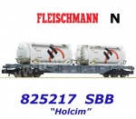 825217 Fleischmann N Container carrier wagon with 2 HOLCIM tank containers SBB