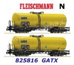 825816 Fleischmann N Set of two 4-axle tank wagons, type Zans of the GATX