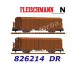 826214  Fleischmann N Set of two covered goods wagons, type Gbqrss 1742, of the DR