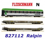 827112 Fleischmann N 3 dílný set vlaku "Rollende Autobahn", RAlpin