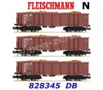 828345 Fleischmann N Set 3 otevřených vozů řady Eaos s nákladem šrotu, DB