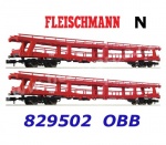 829502 Fleischmann N 2 piece set stand-in deck car carriers type DDm, OBB