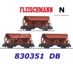 830351 Fleischmann N Set of three swing roof wagons, type Td 928, of the DB