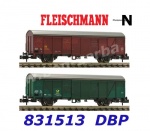 831513 Fleischmann N  Set of two postal goods wagons type Post 2ss-t/13 of the DBP