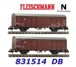 831514 Fleischmann N Set of two covered wagons, type Gbs 252, of the DB