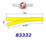83332 Tillig TT Výhybka EW2 levá, 166 mm/ 15°