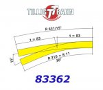83364 Tillig TT Vnitřní oblouková výhybka levá 15°/30°
