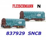 837929 Fleischmann N Set 2 vozů se shrnovací plachtou řady Shimms, SNCB-Cargo