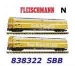 838322 Fleischmann N Set 2 vozů s posuvnými stěnami  "Post/PTT", SBB