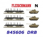 845606 Fleischmann N Set 3 těžkých plošinových vozů s nákladem tanků, DRB