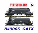 849005 Fleischmann N Set of 2 Dust silo wagons type Uacs-x, of the GATX