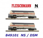 849101 Fleischmann N Set of 2 Pressurized gas tank wagons, class Zags, "Eva/DSM", NS