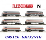 849110 Fleischmann N Set of 6 Pressure gas tank cars, type Zags GATX, VTG