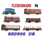 880906 Fleischmann N Set of 6 goods wagons of the DB