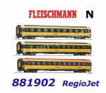 881902 Fleischmann N 3 piece set Eurofima coaches of the  RegioJet.