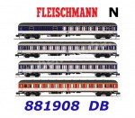 881908 Fleischmann N 4 piece wagon set "Pop-colored" Express train of the DB
