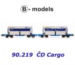 90.219 B-models Dvojity plošinovy vůz Sggrrs Innofreight RockTainer ORE, ČD-Cargo