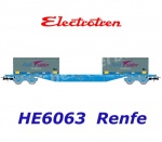 HE6063 Electrotren Container Car MMC3 with 2 containers with grey tarpaulin of the RENFE