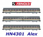 HN4301 Arnold N 3-Unit Set  Passenger Coaches 2nd class Type UIC-Z "ALEX"