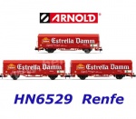 HN6529 Arnold N Set of 3 beer cars JPD  "Estrella Damm"  of the RENFE