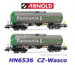 HN6536  Arnold N  Set of two 4-axle Tank cars "Pannonia Ethanol" of  Wascosa - CZ