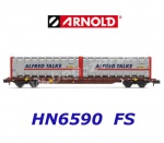 HN6590 Arnold Container car Type Sgnss, with 2 containers "Alfred Talke", of the FS