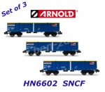 HN6602 Arnold N Set 3 otevřených nákladních vozů řady Eamnos, SNCF