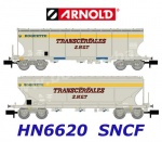 HN6620 Arnold N  Set 2 silo vagonů se zaoblenými boky, "Transcéréales S.H.G.T.", SNCF