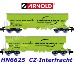 HN6625 Arnold N  Set 2 silo vagonů se zaoblenými boky, CZ-Interfracht