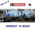HN6687 Arnold N Set 3 čtyřnápravových cisternových vozů Zacns, 