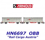 HN6697 Arnold N  Set 2 vozů s posuvnými plachtami řady Kils, “Rail Cargo Austria”, ÖBB