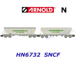 HN6732   Arnold N Set of 2 of cereal hopper wagons "Transcéréales",of the SNCF