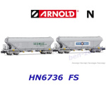 HN6736 Arnold N Set of 2 4-axle grain silo wagons  "Sosimage" of the FS