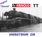 HN9079HM Arnold TT  Steam locomotive 18 314, coal fired, black livery, of the DR - Sound