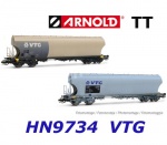 HN9734 Arnold TT Set 2 4-nápravových výsypných vozů na cereálie 