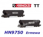 HN9750 Arnold TT Set 2 silo vagonů na cereálie  "NESCAFE", Ermewa