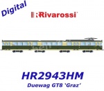 HR2943HM Rivarossi Tramvaj  Duewag GT8, (Graz) modro/bílé provedení s DCC dekodérem