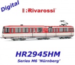 HR2945HM Rivarossi Tramvaj  Series M6, (Nürnberg) červeno/bílé provedení s DCC dekodérem
