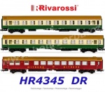 HR4345 Rivarossi Set of  3 passenger cars type OSShD(B,B,WR) , of the DR