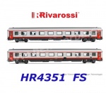 HR4351 Rivarossi Set of 2 passenger coach Gran Confort '85 1st class, Frecciabianca livery, FS