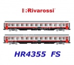HR4355 Rivarossi Set of 2 Passenger Cars UIC-Z1 2nd class, Frecciabianca livery of the FS