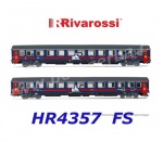 HR4357 Rivarossi  Set 2 osobních vozů 2.třídy UIC-Z1, Intercity Notte, FS