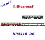 HR4418 Rivarossi Set 3 vozů vlaku  s autotransportérem  “Berlin – Lörrach”, DB