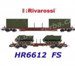 HR6612  Rivarossi Set of 2 flat cars with 2 containers + 2 military vehicles M113, FS