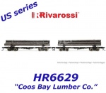 HR6629 Rivarossi  Set dvou 4-nápravových vozů na transport klád  "Coos Bay Lumber Co.", USA